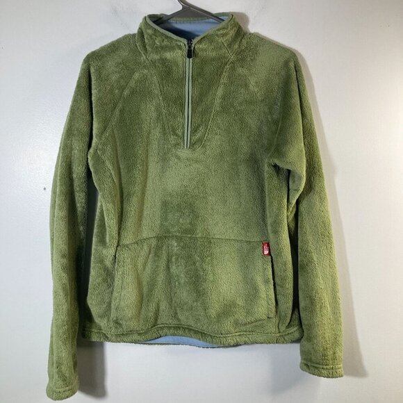 Womens The North Face 1/4 Zip Fleece Pullover Green M - Picture 1 of 10